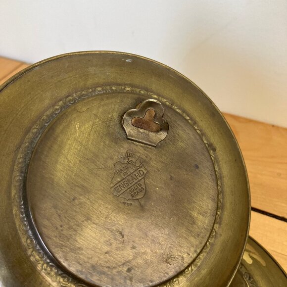 Brass Foil Art Decorative Plate Vintage Set Made in England Thatched Cottage - Picture 11 of 11